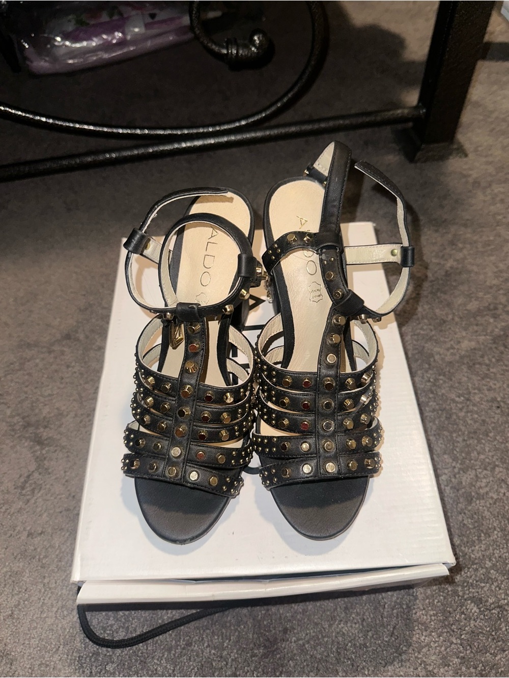 ALDO Black Multi-Studded Strappy Heels